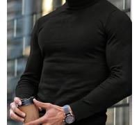 TEMU Suéter de Cuello Marrón para Hombres de Talla Grande - , , Jersey de Color Sólido Casual con Puños y Dobladillo Acanalados, para Otoño/Invierno, TALLA GRANDE