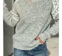 TEMU Suéter de Cuello Semi- con Estampado Floral | Un Versátil para la Transición entre y Otoño