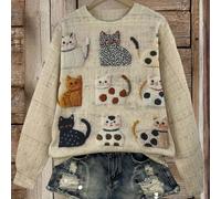 TEMU Suéter de Invierno para Mujer con Estampado de Oveja - Blusa de Cuello y Larga, Top Casual para Capas de Otoño e Invierno, Suéter No Elástico para a , Ideal para Vestidos o Jeans