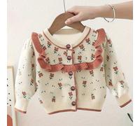 TEMU Suéter para Niña, Abrigo de Otoño, Estilo Coreano, Cárdigan Floral para Bebés, Tejido Elegante