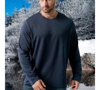 TEMU Suéter Térmico de Larga para Hombres Talla Grande - Pullover Casual Unicolor para Otoño e Invierno, Corte Regular, Lavable a Máquina, Cómoda, TALLA GRANDE