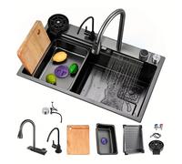 TEMU Sumidero de Cocina, 68*45cm/80*45cm Fregadero Empotrado con Lavavajillas y Accesorios Incluidos, Cubeta Única de Acero Inoxidable Tipo para Hogar