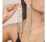 TEMU Suministro Transfronterizo de Pendientes Largos de Moda Europea y Americana con Borlas y Pedrería Completa, Mostrando Individualidad y Modernidad del Fabricante