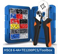 TEMU SWANAMB HSC8 6-4A Herramienta de Crimpado Tipo Tubo Estilo Europeo con Kit de Terminales VE/TE de 1200 piezas - Construcción Metálica para Electricistas