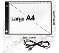 TEMU Tabla de dibujo y LED A4 más grande, luz de LED ultradelgada, de 3 niveles, lámpara de LED , USB para pintura , estencillado, animación, etc.