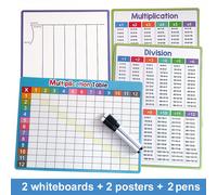 TEMU Tabla de Multiplicación de Cara & Tabla de División de Borrado para Práctica, Pizarra Blanca Fácil de Usar, Tabla de y Tabla de para Jóvenes en el Aula