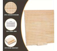 TEMU Tablero de madera de para crochet con barras de hierro y soporte de base, 20x20cm, herramienta de tejido cuadrado para manualidades DIY