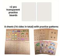 TEMU Tablero de Práctica Profesional para Pintura Facial, Juego de Plantillas de Posicionamiento con Tableros Transparentes Reutilizables - Ideal para Entrenamiento Artístico de Principiantes
