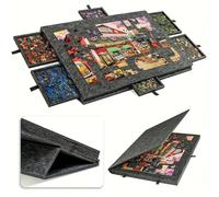 TEMU Tablero de Rompecabezas para 1000/1500 Piezas - Mesa de Rompecabezas con 6 Cajones, en Uno, con 6 Cajones y Tablero de Fieltro