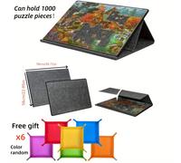 TEMU Tablero portátil para rompecabezas (alberga 1000 piezas), tablero inclinable para rompecabezas con soporte y , mesa de rompecabezas de fieltro con ajuste de