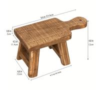 TEMU Taburete de Madera con Asa - Soporte Decorativo para y Macetas, Acabado Natural Desgastado para Jardín, y Decoración Interior | Ideal para Regalos de Acción de Gracias y Navidad