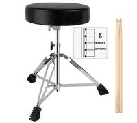 TEMU Taburete para Batería con Baquetas 5A, Asiento , Altura Ajustable y Estructura Estable