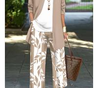 TEMU Talla Grande - Elegante conjunto de para mujer de talla grande que un blazer con estampado floral, una blusa sin y un pantalón de pierna ancha para y verano, sin accesorios.