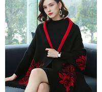 TEMU Talla grande, nueva chal para mujer de otoño/invierno, capa gruesa y de jacquard, superior tipo bufanda para exteriores