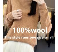 TEMU Talla Grande - Talla Grande - Suéter de Lana 100% Sin Costuras, Color Sólido, Cuello Medio, para Mujer, Casual, y