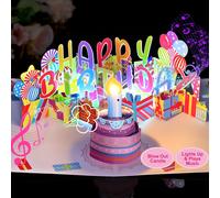 TEMU Tarjeta de 3D Pop-Up con de y Velas con Sensor de Soplado, Tarjeta de Felicitación con , un Regalo Sorpresa .