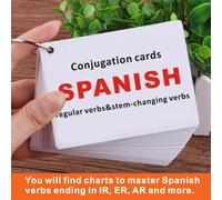 TEMU Tarjeta de conjugación de verbos en español, material de papel, tipo de inglés y español, para principiantes para aprender a verbos correctamente en pasados, presentes y futuros y más