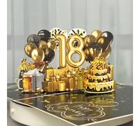 TEMU Tarjeta de felicitación 3D de 1 pieza con sobre, tema y dorado, tarjeta de 18º . Adecuada para hombres que cumplen 18 años. Tarjeta de 18º