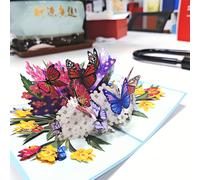 TEMU Tarjeta de felicitación 3D y popular con mariposas y flores, mariposas realistas, ideal para de la , , San Valentín, aniversarios y . Una tarjeta de agradecimiento con tarjeta de mensaje, a .