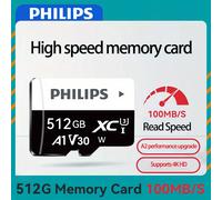 TEMU Tarjeta de Memoria de Velocidad PHILIPS 512G - A1, U3, C10, V30, 4K HD, Fácil de Usar