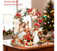 TEMU Tarjeta de Navidad Vintage 2D - Ángeles Blancos Tranquilos con Campanas Doradas y Diseño de , Navidad y Año , Tarjetas de Navidad, Temporada Festiva, Diseño