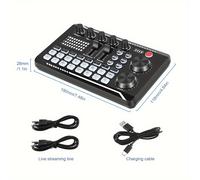 TEMU Tarjeta de sonido con alimentación USB, interfaz de audio, efectos de mezclador de DJ, cambiador de voz, batería recargable de 1200mAh de litio, para transmisión , podcasting, - Equipo de estudio