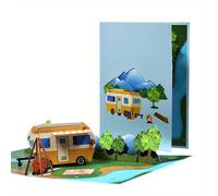 TEMU Tarjeta Pop-Up de 3D de 1 Pieza - Ideal para , Día , Jubilación y Más - Recuerdo de Viajero en RV con Diseño de Camping Escénico para Papá o Esposo