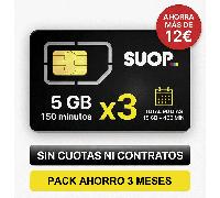 TEMU Tarjeta SIM : Pack 3 Meses. 5 GB y 150 al mes 90 días. Total: 15 GB + 450 min. Sin cuotas fijas ni cuenta bancaria.