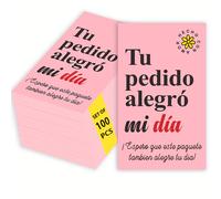 TEMU Tarjetas de Agradecimiento en Español para Empaque de Negocios - Diseño "Tu Pedido Alegro Mi Día" - Inserciones de Agradecimiento Escribibles a Cara en Verde y Naranja - 50/100 Piezas