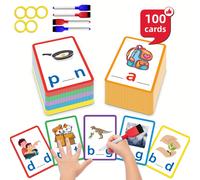 TEMU Tarjetas de Aprendizaje del Alfabeto y Fonética - Juego de Ortografía de Vocales Cortas para Niños, Juguete de Práctica de Escritura con CVC y , Regalo