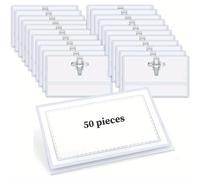 TEMU Tarjetas de identificación transparentes de 50 unidades con broches y pasadores - Etiquetas de para conferencias, escuelas y uso en oficina