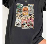 TEMU Tarot Card Print T-Shirt - Women's Casual Crew Neck Short Sleeve, Geometric Pattern, Polyester Blend (95% Polyester, 5% Elastane), Knit Fabric, Regular Length - Summer Collection