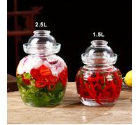 TEMU Tarro de cristal para encurtidos de 1 pieza con , kit de fermentación grande con de cuenco de sello de agua, frasco de fermentación para encurtidos, kimchi y verduras, engrosado de 1.5L/2.5L