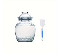 TEMU Tarro de fermentación de cristal con de de agua y cepillo de limpieza (color aleatorio), kit de fermentación tradicional para encurtidos, kimchi, chucrut, kombucha, material de cristal