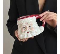 TEMU Taza de café de cerámica de Papá Noel - Lavar a mano solamente Aislada 500ml Taza reutilizable multiusos con temática navideña con diseño de Papá Noel en 3D para bebidas, sopa, regalo navideño
