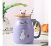 TEMU Taza de cerámica con y cuchara, diseño de gato adorable, para leche de desayuno, ideal como regalo de Navidad, capacidad de 420 ml
