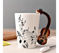 TEMU Taza de cerámica de 250 ml con forma de mango de violín, para de la . Esta taza novedosa es ideal para café, matcha, avena o bebidas de desayuno. Es un regalo para , Navidad, Halloween, Pascua.