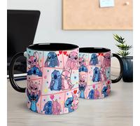 TEMU Taza de Porcelana de 11oz para San Valentín y Pascua con Diseño de y Estrella de Stitch de Disney - Ilustraciones Multiescenas, Taza Duradera para Café o Té en Casa, Oficina, Regalos de
