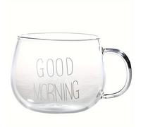 TEMU Taza de vidrio de borosilicato YUHUPHYLLIC, vaso de café transparente, taza de , taza de buenos días para leche de desayuno, adecuada para avena, , yogur, té y bebidas, vaso para de avena.