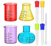 TEMU Tazas medidoras coloridas, equipadas con una de 5 ml y un juego de cepillos de limpieza, ideales para regalos de , moldes de dulces y laboratorios de ciencias