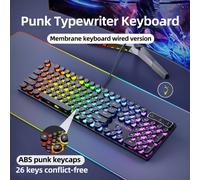TEMU Teclado de Juego Estilo Máquina de Escribir Retro EWEADN GX330 - Teclas Redondas con Iluminación RGB y Diseño Ergonómico para Oficina y Videojuegos, Tamaño Completo para Portátiles con Windows
