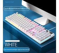 TEMU Teclado de Juego Tallado Plateado con Mecánica y Retroiluminación, Teclado USB por Cable para Computadora de Escritorio, Portátil y Oficina