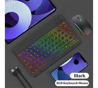 TEMU Teclado y ratón inalámbricos Ultra Slim con iluminación de , seguimiento óptico portátil, batería recargable de polímero de litio, carga por Type-C, compatible con tabletas, disposición en inglés