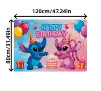 TEMU Tela de para banner de de de Disney Stitch y de dibujos animados 2D , 2D, para fotografía de fiestas, decoración de paredes, decoración del hogar al y suministros para fiestas