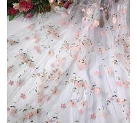 TEMU Tela de tul al pie de , bordado de flores, tela de encaje de malla, tela de encaje de tul para diseño de ropa, vestidos, vestidos de novia, cortinas, mantel, bolsos (1 )