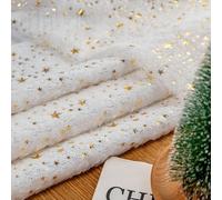 TEMU Tela Decorativa Navideña de 63x19.6 pulgadas con Estampado y Árbol, Material Aterciopeloso Dorada & , Proyectos DIY Festivos Téxtil para Manualidades Enamorados