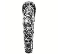 TEMU temporal completo de brazo negro, con pájaro, león, , lobo, , río, belleza , tamaño grande, duradero, resistente , pegatinas de tatuajes falsos, no alérgicas para hombres y mujeres