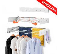 TEMU Tendedero Pared Plegable Retractil 80cm | Tendederos Plegables de Pared para Interior o Exterior | Ahorra de con Diseño Compacto de 30 kg de Capacidad