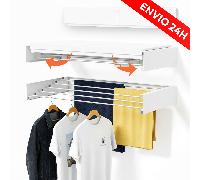 TEMU Tendedero Pared Plegable Retractil | Tendederos Plegables de Pared para Interior o Exterior | Ahorra de con Diseño Compacto de 30 kg de Capacidad