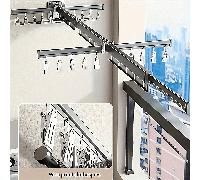 TEMU Tendedero plegable de ropa de aluminio con pinzas, línea de tender retráctil resistente al viento para interior y exterior, montaje en pared sin taladro, diseño ahorrador de , 1 , pinzas de ropa